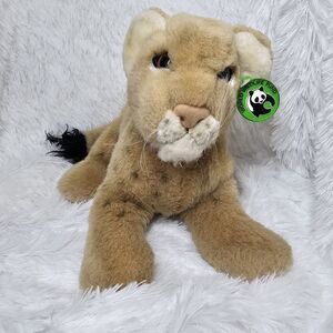 Vintage World Wildlife Fund Lioness 1985 Ear Tag 19" Lion Big Cats Rare